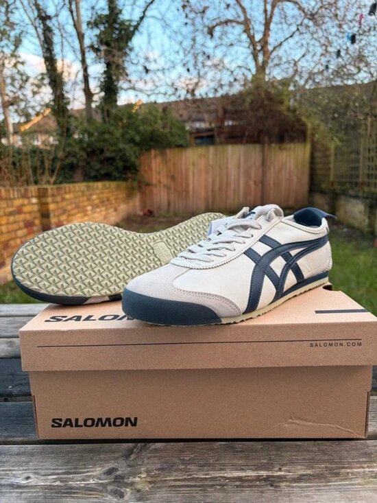 Men’s Onitsuka Tiger Mexico 66 Birch Navy White Retro Sneakers Athletic Shoes